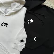 Moletom de casal kit casal moletom dia e a noite sol e a lua Moletom Canguru de Casal Day Night Algodão Envio Imediato