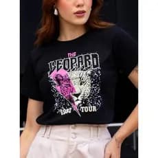 Camiseta Feminina Blusinha T Shirt Básica Estampa Leopardo Varias Cores 100% Algodão 30.1 Envio Imediato