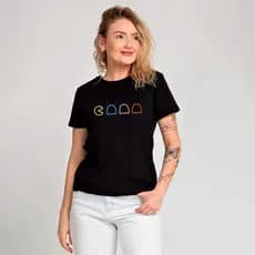 Camiseta feminina PAC MAN estampada algodão 30.1 camiseta básica come come