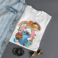 Camiseta Feminina T-Shirt Lilo Stitch Varias Cores 100% Algodão 30.1 Envio Imediato
