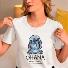 Camiseta Lilo Stitch Unissex Blusinha Ohana 100% Algodão varias cores do Infantil ao Adulto envio imediato