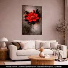 Quadro Decorativo Parede Grande 50x70 Sala Quarto Escritório mdf flor vermelha