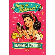 Quadro Decorativo Banheiro Feminino Masculino Retrô 40x60cm Placa Divertida Vintage Pub Bar Porta MDF Cores Vibrantes