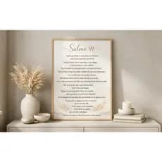 Quadro Decorativo Salmo 91 40x60cm Oração Bíblica Proteção Divina Arte Religiosa Cristã Decoração Sala Quarto Moldura