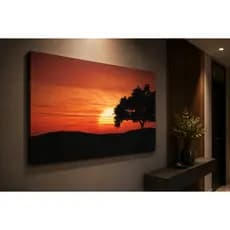 Quadro Decorativo Paisagem Natureza Sol Árvore Silhueta Placa Decorativa Moderna Sala De Estar Quarto Casal MDF