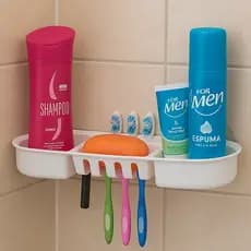 Porta Shampoo Sabonete Escova de Dentes Multiuso C/ Ventosa Sem Furo Box Banheiro
