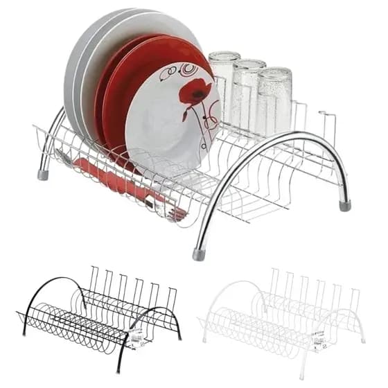 Escorredor de Louça Arco Aço Inox Cromado Grande Porta Copos Premium Pia Cozinha