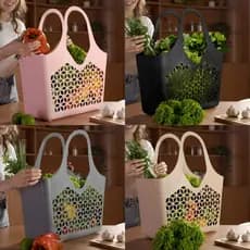 Bolsa Grande Flexível Com Alça De Mão Multiuso Guarda Tudo Compras Feira Praia Camping BPA FREE