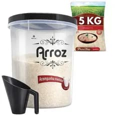Pote De Rosca 5kg Arroz Feijão Com Medidor Redondo Multiuso Organizador Mantimentos Cozinha