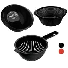 Kit 3 Escorredores de Alimentos Arroz Legumes Macarrão Folha Multiuso Cozinha Completa Uninjet
