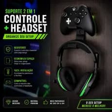 ‎Suporte Headset e Controle Gamer De Parede Organizar Setup universal