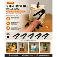Kit com Mini Presilhas Prendedores para Sacos Multiuso | Vedação Hermética Organizador de Cozinha