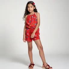macaquinho infantil 2 a 12  menina 3 peças bloguerinha  feminina crepinho regulagem short de alça estampado casual