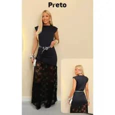 Vestido elegante moderno de festa vestido longo renda modela o corpo suplex power forro duplo manga curta tendencia