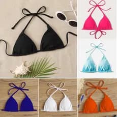 Biquíni Cortininha Parte Superior, Com Forro na mesma cor, Malha Moda Praia