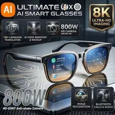 Para Homens Mulheres AI Óculos Inteligentes 8MP 4k HD Câmera Wake-up Bluetooth Música Áudio De Sol Tradução De Linguagem