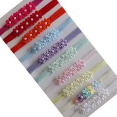 kit 10 Faixinhas Tiaras de Florzinha na meia de seda para bebê (RN até 2 anos)