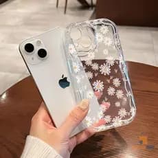 Capa Case Capinha Silicone Transparente Anti Impacto iPhone Flores Margarida Com Proteção 11 13 14 13 Pro Max 14 Pro Max