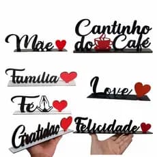 Palavras Decorativa MDF decorativo Família Gratidão Love Mãe Cantinho do Café Felicidade Decoração Mesa