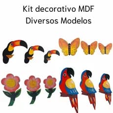 Trio de Enfeites de Parede para decorar quartos sala cozinha área gourmet varanda sacadas piscina Tucano Papagaio Flor