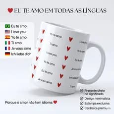 Caneca Amor em Todas as Línguas 325ml | Presente Criativo para Casal Namorados e Esposa