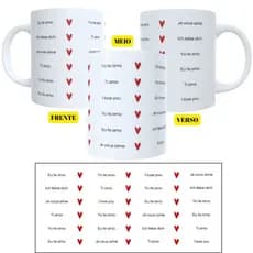Caneca Romântica Eu Te Amo em Todas as Línguas | Presente para Namorado Namorada Casal 325ml