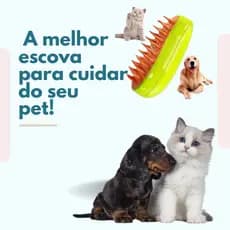 Escova Elétrica Recarregável à Vapor para Pet 3 Em 1 Pente de Cães Gatos Tira Pelos a vapor