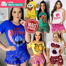 Pijama Baby Doll Blusinha com Shorts Luxo Personagens