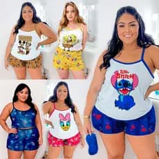 Pijama Baby Doll PLUS SIZE Blusinha Shorts