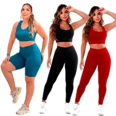 Kit 2 Conjunto Fitness Feminino Top + Calça Legging Academia Treino Zero Transparência
