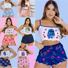 Kit Pijama Baby Doll Virginia Cetim Renda