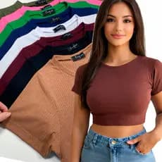 Kit Camiseta Canelada Feminina Duna Levinha