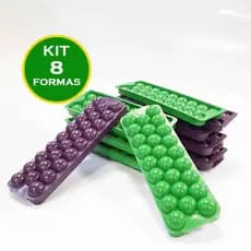 8 Formas de Gelo Redondo com tampa , higiene total  - Forma Gelo - Gelinho tipo Bola, forma - Forminha - KIT 8
