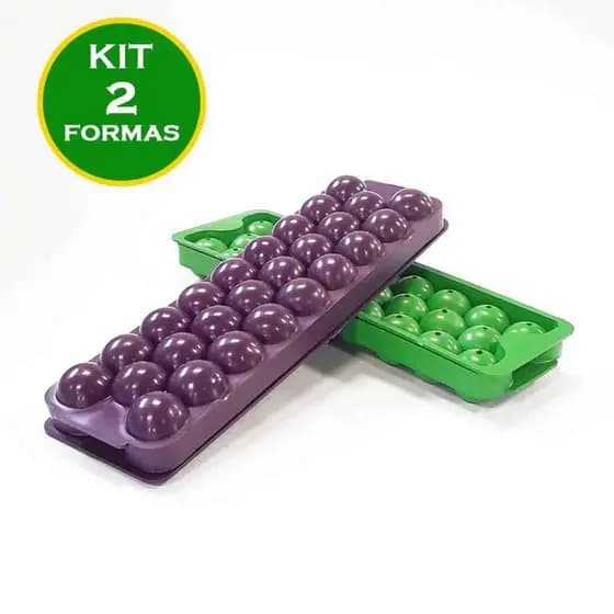 2 Formas de Gelo Redondo com tampa , higiene total - Forma de Gelo - Gelinho tipo Bola, forma - Forminha -  - KIT 2