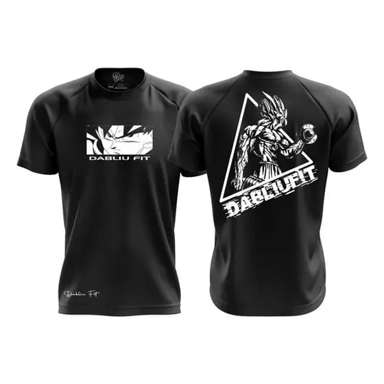 Camiseta Dry Fit Academia Modelo Goku Branca Ou Preta Exclusiva Dabliu Fit Lançamento