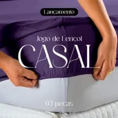 Jogo de Lençol Cama Casal Padrão Box 3 Peças Liso com Elástico em toda volta - 1,88m x 1,38m x 20cm Novidade