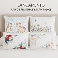 Par de Fronhas Estampadas Micropercal 400 fios acetinado PONTO PALITO - ÚLTIMO LANÇAMENTO
