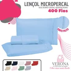 Kit Lençol Cama Solteiro Casal Queen King 400 fios Micropercal 03 Peças Ponto Palito - PROMOÇÃO - Promoção
