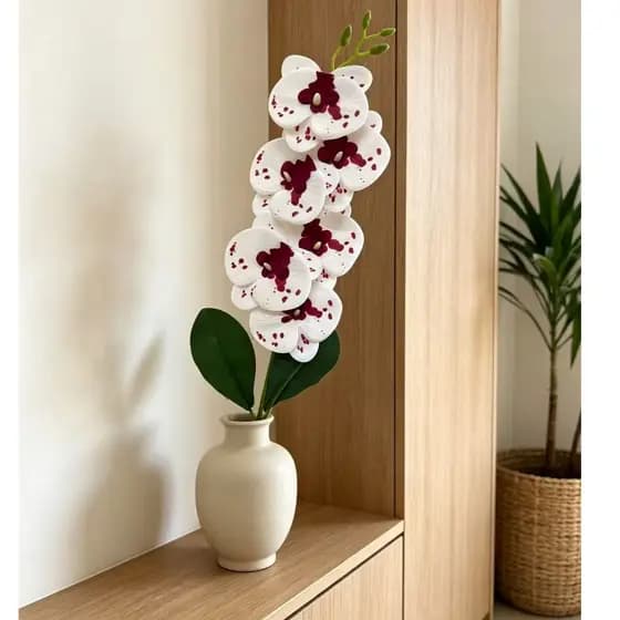 Orquídea artificial material de silicone com 2 folhas RM-2628
