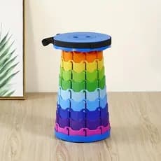 Banqueta Banco Retrátil Portátil com Alça Telescópica Banquinho Dobrável Ajustável Pesca Camping Caminhada