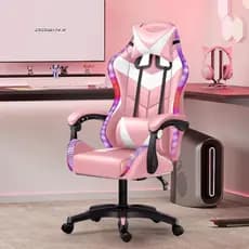 Cadeira Gamer Giratória Reclinável Estofado Cores Couro RGB