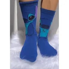 Meia Stitch Divertida Kit Lilo & Stitch Cano Alto Personagens Variados Crossfit Skate Academia Casual infantil cano alto