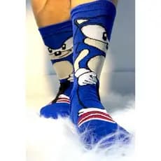 Meia Cano Longo Sonic Meia Divertida Tamanho 34 - 42 Estampada de personagem Cano alto Academia Casual