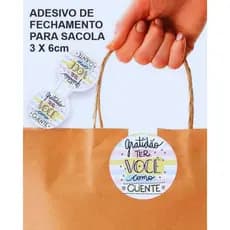 Adesivo Gratidão Lacre Fecha Sacola