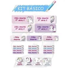 Etiquetas Escolar Personalizadas Kit Básico Unicórnio 118 un