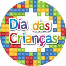 Adesivos etiquetas Dia das Crianças 3cm redondo Arte Lego