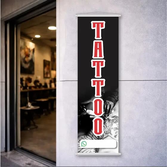 Banner TATUAGEM - Tattoo - tamanho 1,00x0,30 com espaço para telefone MOD. 02