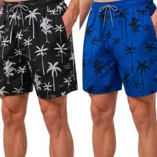 Kit 2 Bermudas Masculina Mauricinho Tactel Estampada Coqueiro Tactel Short Praia