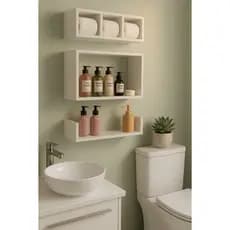 Kit Completo 3 Nichos Banheiro Lavabo Area Serviço  Decoração Moderna MDF Produto  Enviado Montado