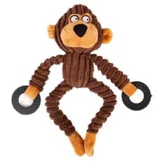 Brinquedo de Cachorro Pet Macaco Argola Mordedor Interativo com Apito Som Olhos Bordados
